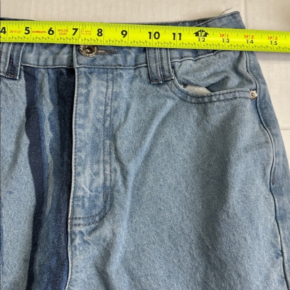 Maniere De Voir Marble Print Mom Jeans Size 8 High Waisted Distressed Denim Jean - Picture 9 of 14